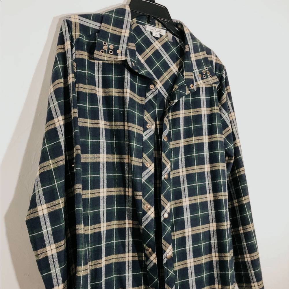 Plaid Long Tunic Jacket Flannel Long Sleeve Shirt